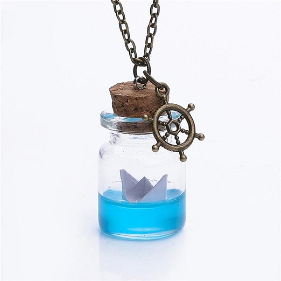 Unbranded Jewelry - Sea Water Drift Paper Boat Pendant Necklace Anchor